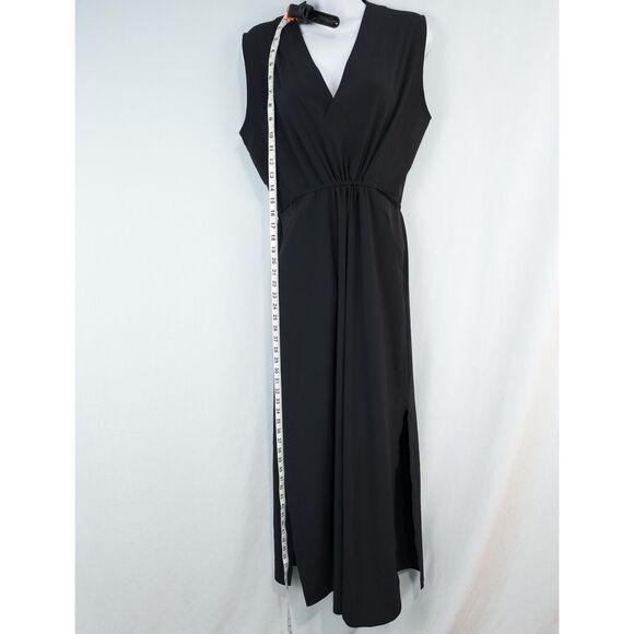 Athleta Marlow Maxi Dress Womens XS Black Side Slits Stretchy Oversized V Neck - Picture 5 of 16